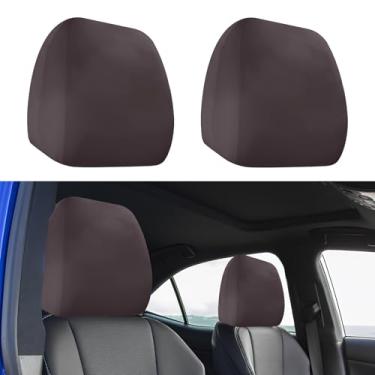 Imagem de Hbxdeco 2 peças de capa de encosto de cabeça de carro, capas de encosto de cabeça de tecido elástico macio para carros, protetor de encosto de cabeça automotivo antisujidade, capa flexível para