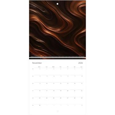 Imagem de Calendário de parede vertical 2026 com redemoinhos multicoloridos líquidos | 14 cm x 16,5 cm