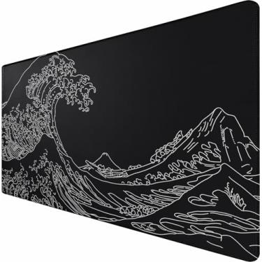 Imagem de Tapete de mouse grande para jogos, à prova d'água com bordas costuradas, base de borracha antiderrapante, tapete de mouse longo para computador XXL para jogadores, escritório e casa, 80 cm x 40 cm