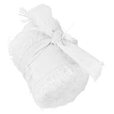 Imagem de Fita de chiffon Ainoli 5M DIY interessante estilo rústico textura de poliéster tingida à mão fita decorativa vintage para embalagem de presente (Branco HM2231603)