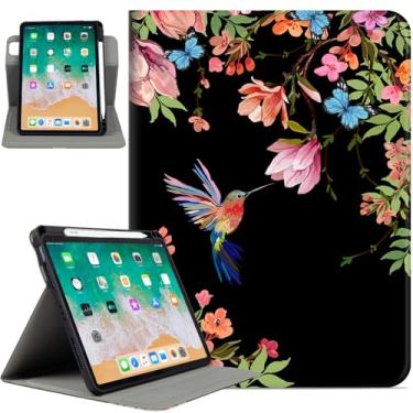 Imagem de Capa giratória para iPad Air de 11 polegadas M3/M2, capa para iPad Air 5ª/4ª geração de 10,9 polegadas, suporte giratório 360 com suporte para lápis para iPad Pro 11 polegadas, capa com flores