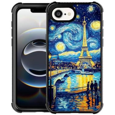 Imagem de CARLOCA Capa compatível com iPhone 16e, para meninas fashion design gráfico à prova de choque anti-arranhões capa de proteção contra quedas para iPhone 16e noite estrelada Torre Eiffel Paris City