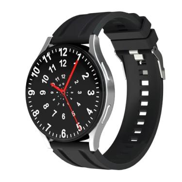 Imagem de QPDRNC Relógio inteligente, pedômetro, vários modos esportivos, alerta de mensagem, Bluetooth, chamada de voz, HD, tela colorida, relógio inteligente redondo (prata)