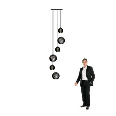 Imagem de Lustre Pendente Para Sala Pé direito Alto 5m MBM - Preto - Otago