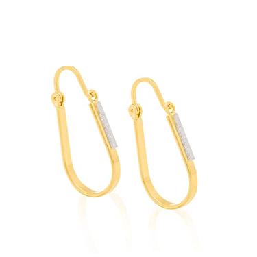 Imagem de Brinco Rommanel Banhado Ouro Pequena Argola Oval Com Rhodium 520004