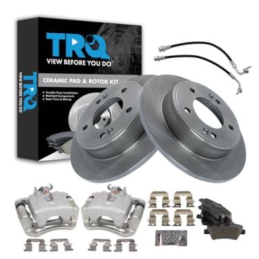 Imagem de TRQ Kit de freio traseiro e rotor de cerâmica compatível com Kia Soul 2017-2018