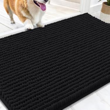 Imagem de OLANLY Tapete de porta de cachorro para patas enlameadas 76 x 50 cm, capacho de lama de chenille ultra absorvente, antiderrapante, lavável e com armadilha de sujeira para entrada interna, tapetes