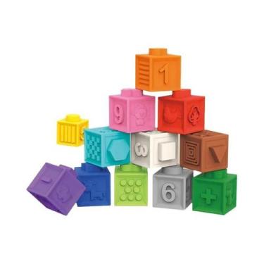 Imagem de Blocos Montessori Para Bebês, Cubos Macios 3D, Brinquedo De Massagem E