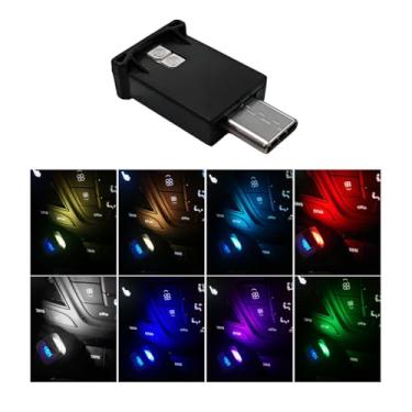 Imagem de MUQIDA Luz ambiente LED USB tipo C, lâmpada LED RGB de 8 cores com brilho ajustável, luzes noturnas USB plug-in de 5 V, decoração de interiores para veículos, casa, escritório
