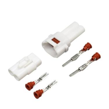 Imagem de SSXLSMYXGS Kit de conector elétrico à prova d'água de 2 pinos, conjunto de conector de fio automotivo selado masculino e feminino, 20 conjuntos compatíveis com MT090(White male female,5Sets)