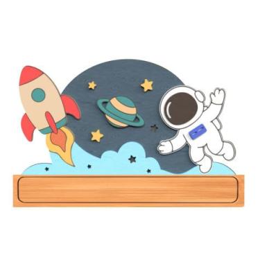 Imagem de Midrean Organizador de madeira fofo espaço planeta foguete infantil cabide de chave suporte de parede para casacos, chapéus, toalhas, bolsas, pendurar gancho decorativo de madeira