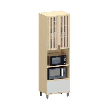 Imagem de Paneleiro 100 MDF 2 Portas com Vidro 1 Gaveta com Espaco Torre Quente 70cm Aura Luciane Moveis