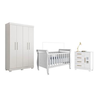 Imagem de Quarto de Bebe Completo com Guarda-roupa, Berco e Comoda Manu Tigus Baby