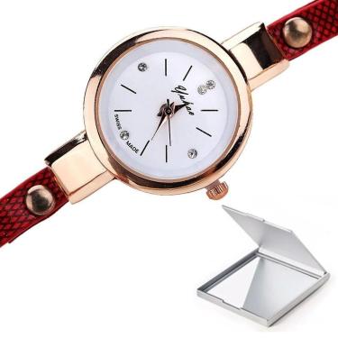 Imagem de Relógio Feminino Curren Analógico com Espelho Portátil-Feminino