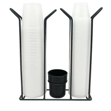 Imagem de Organizador Porta Copos Descartáveis Preto Café Água 80ml 200ml + Suporte para Colheres - 27 * 21 * 8, Café da Manhã e Eventos Casuais