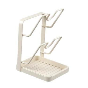Imagem de IEUDNS Suporte para tampas de panelas, utensílio de cozinha, descanso de colher, suporte para tampa de panela e tábua de corte para, Branco Leitoso 2 Camadas
