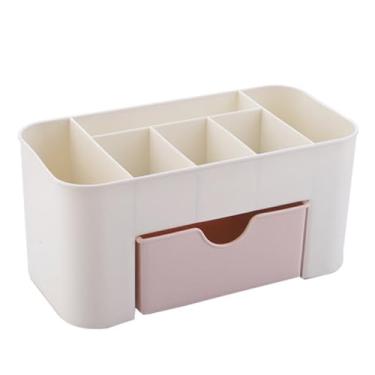 Imagem de Dioche Organizador de Cosméticos de Mesa Espaçosa Caixa de Armazenamento de Joias de Plástico Com Gaveta para Penteadeira Banheiro