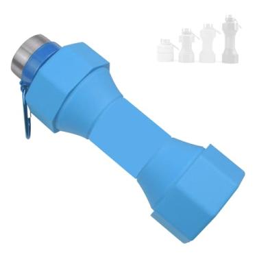 Imagem de Garrafa de Água Silicone Esportiva Grande Capacidade 650ml Haltere Plegável Multifuncional para Camping Ciclismo Equipamento Academia em Casa Alimentício à Prova Vazamento Grip Ergonômico Fivela Liga