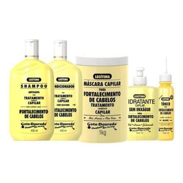 Imagem de Kit Shampoo Fortalecimento Capilar Gota Dourada Com 5 Itens