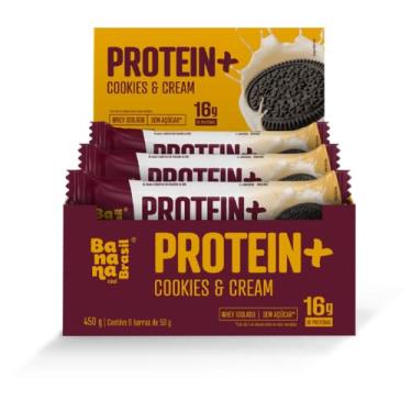 Imagem de Banana Brasil Display Barra De Proteina Protein + Recheio De Cookie - 9 Unidades De 50G (450G)