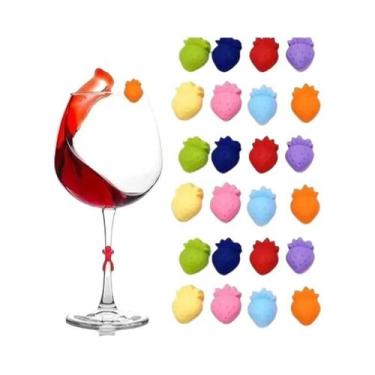Imagem de Marcadores De Copo De Silicone Coloridos Para Vinho, Suco, Champanhe, 