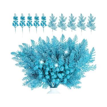 Imagem de Flores Artificiais Com Glitter, 18 Peças, Decoração Para Árvore De Nat