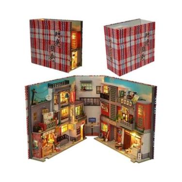 Imagem de Estante De Livros Miniatura De Madeira Para Casa De Bonecas Com Luz, K