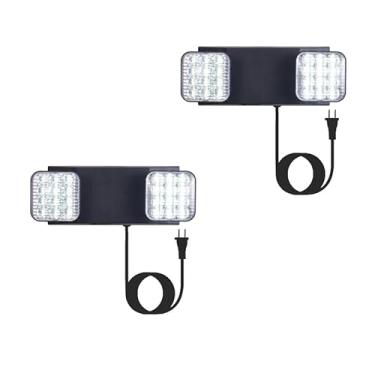 Imagem de TANLUX Luzes de emergência LED com bateria reserva, luminárias de emergência comerciais para casa de negócios falha de energia sinal de saída de emergência iluminação com cabo plugue de 1,0 metro