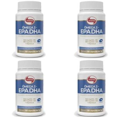 Imagem de Ômega 3 EPA DHA 60 cápsulas Vitafor - 4 unidades - Vitamina E