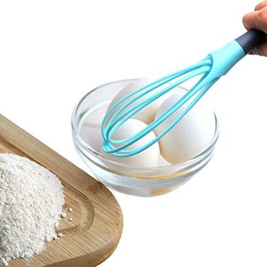 Imagem de Batedor de Balão Manual Ovos Rotativo a Push Liquidificador Misturador Creme Plástico Nível Alimentício para Misturar Bater