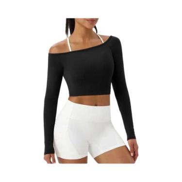 Imagem de Blusa Feminina Sexy De Manga Longa Com Ombros Descobertos, Secagem Ráp