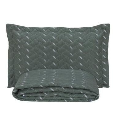 Imagem de Cobre Leito Bordado 400 Fios Heitor Solteiro 100% Poliéster - Verde Militar