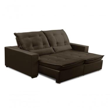 Imagem de Sofa Retratil Reclinavel 2 Lugares 1,80m Atlantis Veludo Marrom Claro Lansofbr
