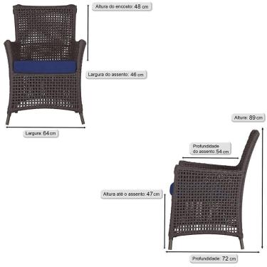 Imagem de Jogo Sofá E 2 Poltronas Igapó Alumínio Marrom E10 Trama Marrom