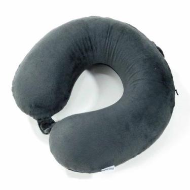 Imagem de Almofada para Pescoço em U com Botão e Alça - Malissima, Cinza
