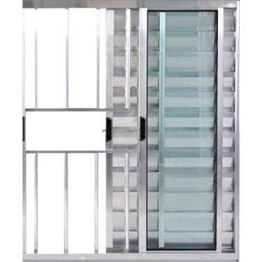 Imagem de Janela Veneziana de Alumínio 3 Folhas 1,00 X 1,00 Com Grade Cor Brilha