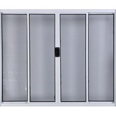 Imagem de Vitro de Alumínio 4 Folhas 1,20 X 1,80 Sem Grade Cor Branco Linha All 