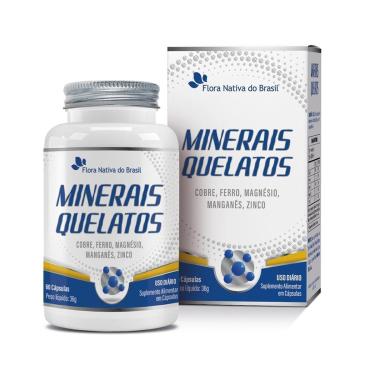 Imagem de Minerais Quelatos Cobre Ferro Magnésio Manganês Zinco 60 Caps Flora Nativa-Unissex