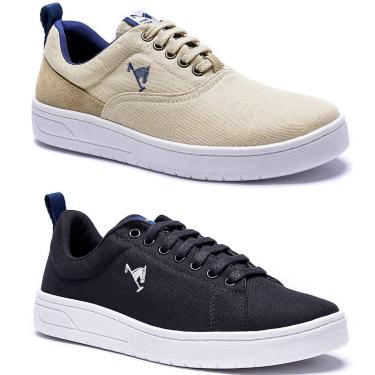 Imagem de Kit 2 Pares Tênis Casual Masculino Polo Joy em Lona Cadarço-Masculino