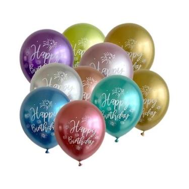 Imagem de Balões De Feliz Aniversário 10pcs Decorações De Festa Em Látex Cromado
