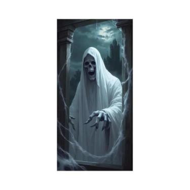 Imagem de Banner De Porta De Halloween 72x35 Polegadas Poliéster Fantasma Hospit