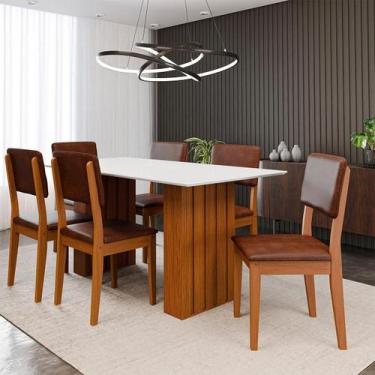 Imagem de Kit Mesa Jantar Santiago 160 Tampo Vidro 6 Cadeiras Córdoba - Loja Doc