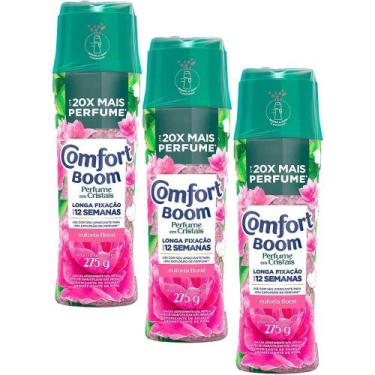 Imagem de Kit 3 Odorizantes de Roupas Comfort Boom Perfume em Cristais Euforia F