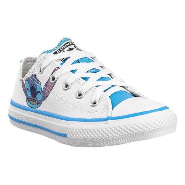 Imagem de Tênis Casual Branco e Azul Kids Stitch Cadarço | All Star-Feminino