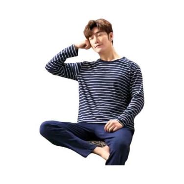 Imagem de Conjunto De Pijamas Masculinos De 2 Peças Com Manga Longa, Confortávei