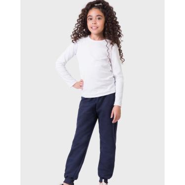 Imagem de Calça Moletom Com Punho Azul Inverno Moda Elegante Dia a Dia Frio Quentinha - Menina 1 a 3 anos-Feminino