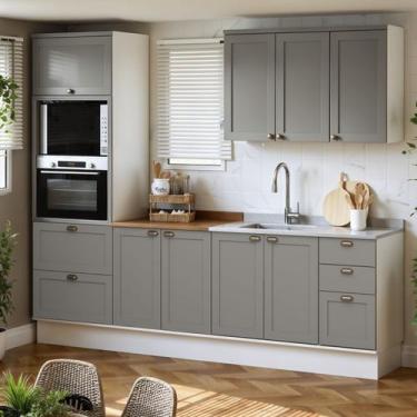 Imagem de Armário de Cozinha Modulada 2,70m 9 peças Iluminata Genialflex, Branco