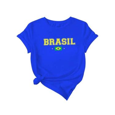 Imagem de Camiseta Feminina Casual Copa Brasil 2026 em Algodão Manga Curta Leve e Confortável do P ao G1-Feminino