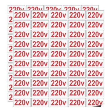 Imagem de 100 Etiquetas Adesivas Tomada Voltagem 110v E Ou 220v Adesivo Vinil Id
