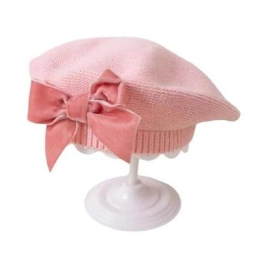Imagem de Gorro De Inverno Para Meninas Com Laço Tricotado, Confortável E Macio,